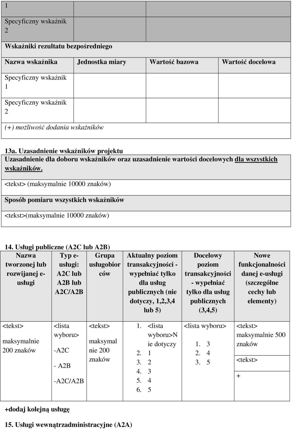 (maksymalnie 10000 znaków) Sposób pomiaru wszystkich wskaźników (maksymalnie 10000 znaków) 14.