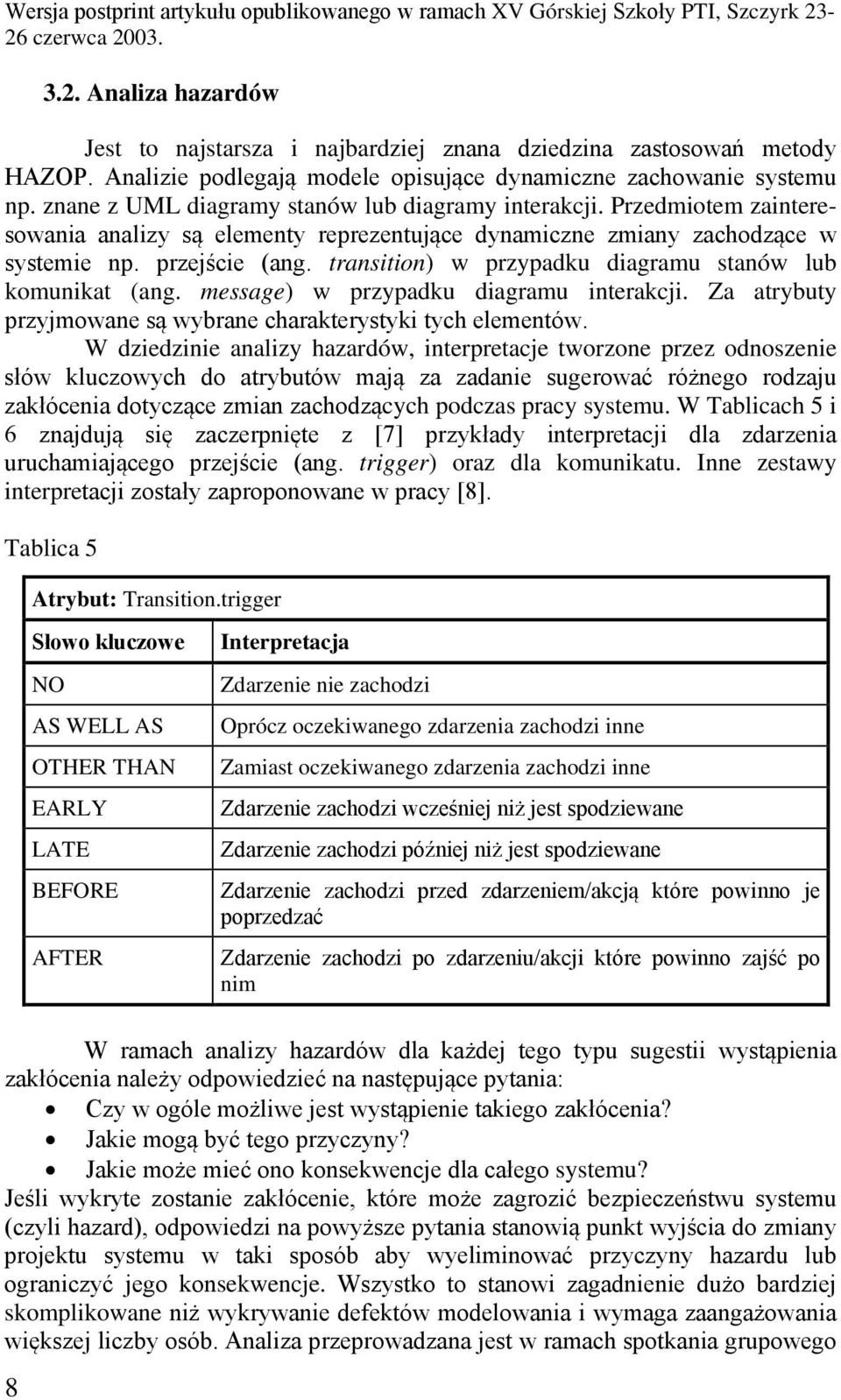 transition) w przypadku diagramu stanów lub komunikat (ang. message) w przypadku diagramu interakcji. Za atrybuty przyjmowane są wybrane charakterystyki tych elementów.