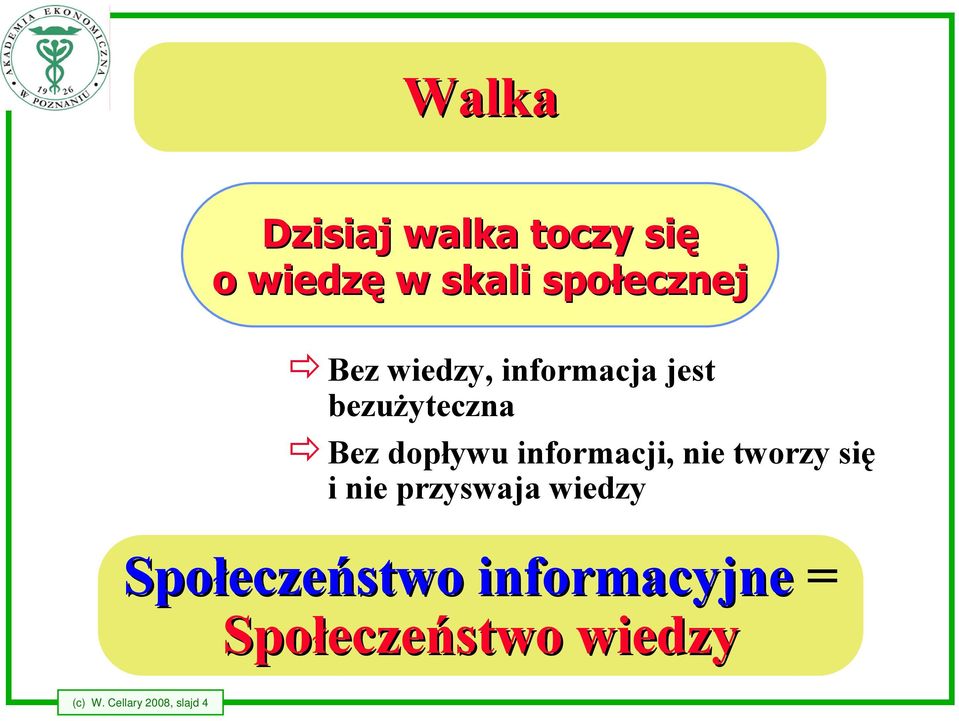 nie tworzy się i nie przyswaja wiedzy Społecze eczeństwo