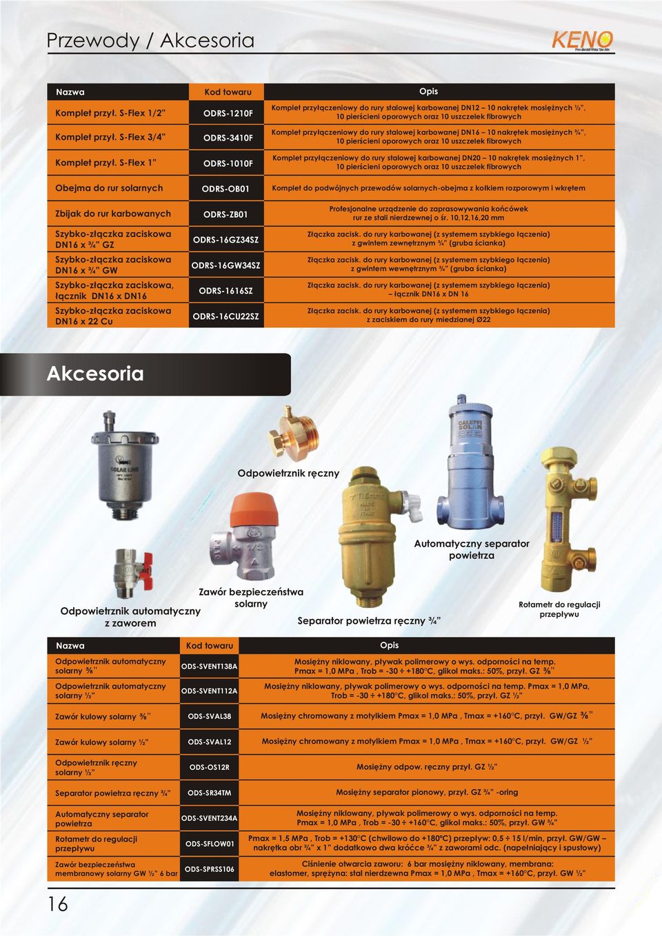 zaciskowa DN16 x Cu ODRS-110F ODRS-3410F ODRS-1010F ODRS-OB01 ODRS-ZB01 ODRS-16GZ34SZ ODRS-16GW34SZ ODRS-1616SZ ODRS-16CUSZ Komplet przyłączeniowy do rury stalowej karbowanej DN1 10 nakrętek