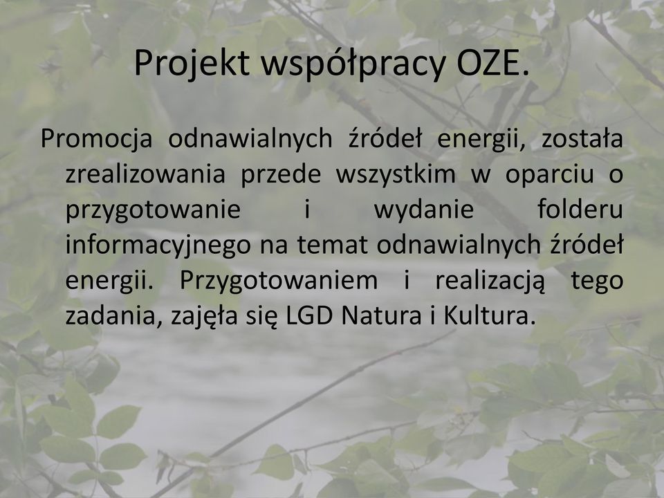 informacyjnego na temat odnawialnych źródeł energii.