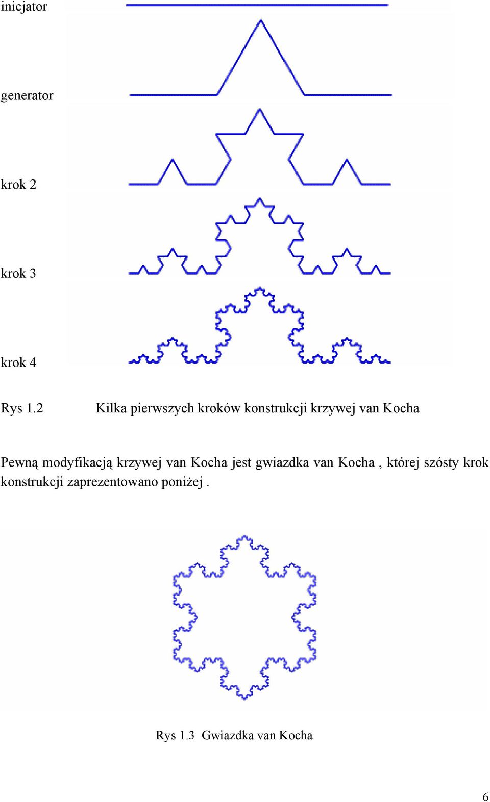 modyfikacją krzywej van Kocha jest gwiazdka van Kocha, której