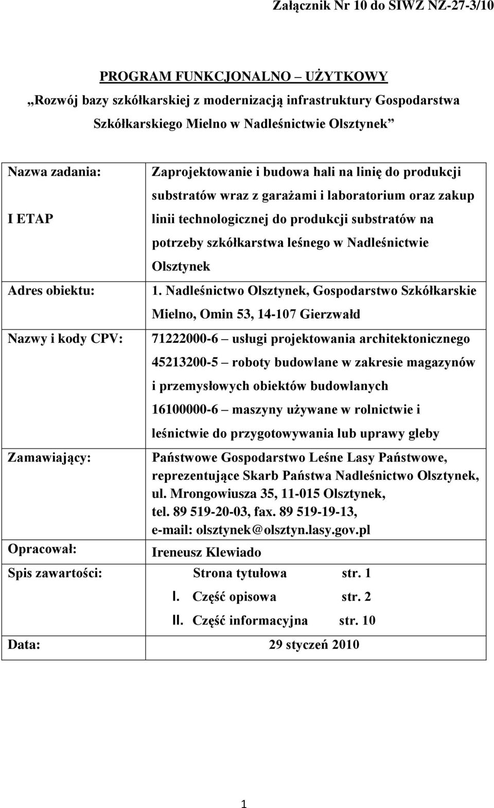 potrzeby szkółkarstwa leśnego w Nadleśnictwie Olsztynek 1.