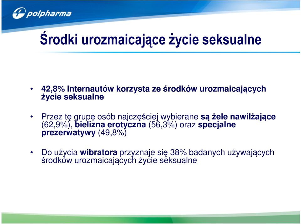 nawilżające (62,9%), bielizna erotyczna (56,3%) oraz specjalne prezerwatywy (49,8%)