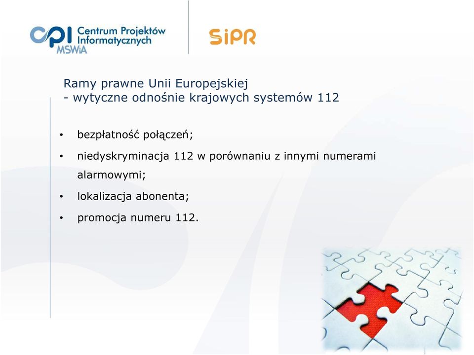 niedyskryminacja 112 w porównaniu z innymi