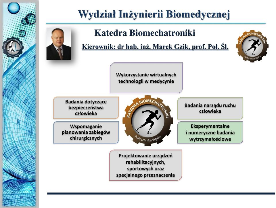 Wspomaganie planowania zabiegów chirurgicznych Badania narządu ruchu człowieka Eksperymentalne i