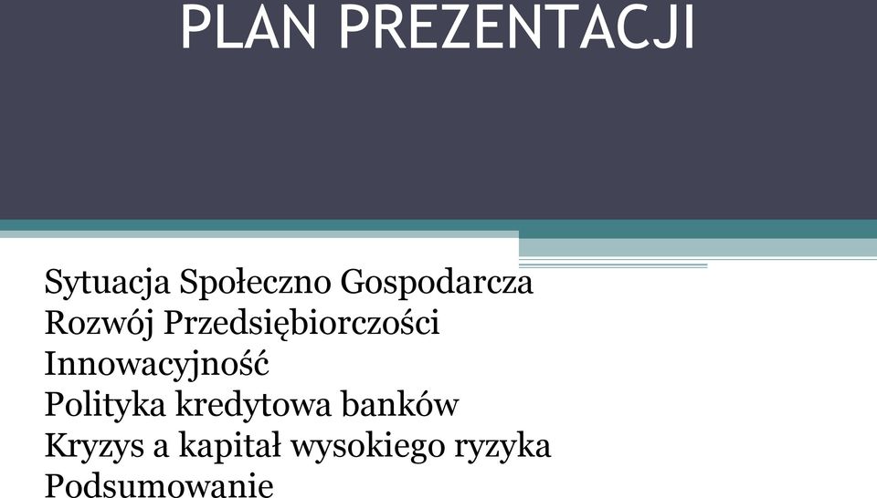 Innowacyjność Polityka kredytowa banków