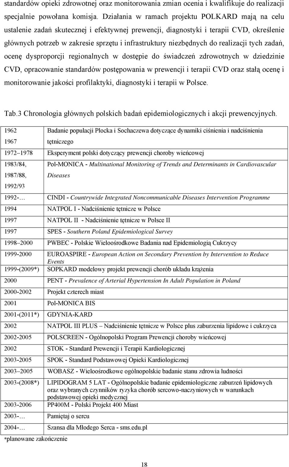 niezbędnych do realizacji tych zadań, ocenę dysproporcji regionalnych w dostępie do świadczeń zdrowotnych w dziedzinie CVD, opracowanie standardów postępowania w prewencji i terapii CVD oraz stałą