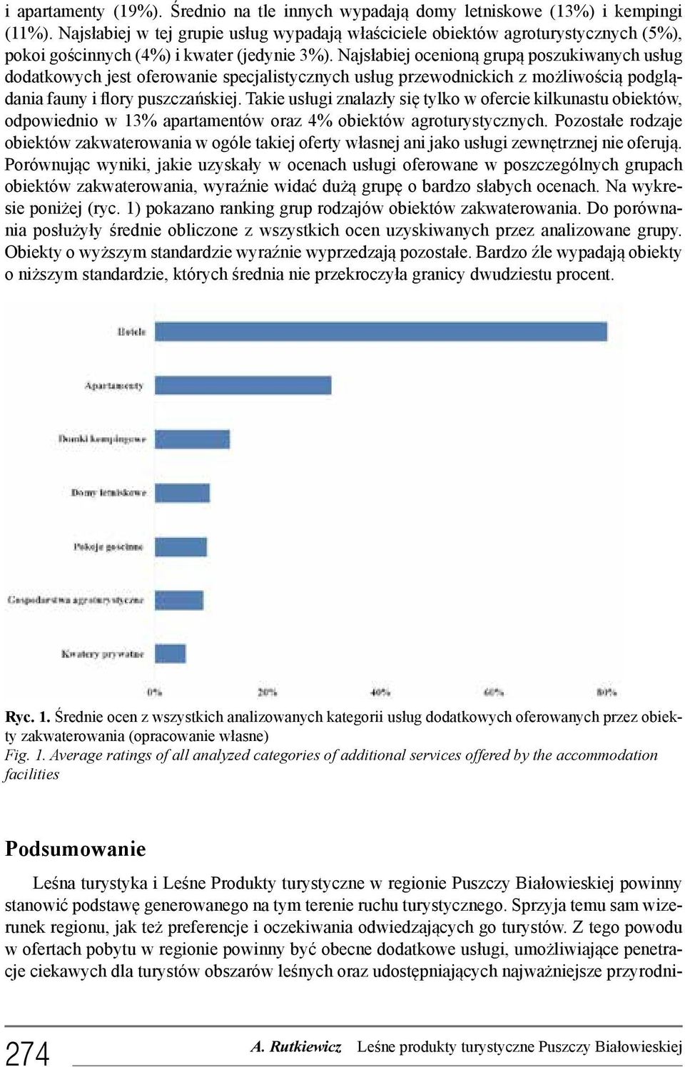 Najsłabiej ocenioną grupą poszukiwanych usług dodatkowych jest oferowanie specjalistycznych usług przewodnickich z możliwością podglądania fauny i flory puszczańskiej.