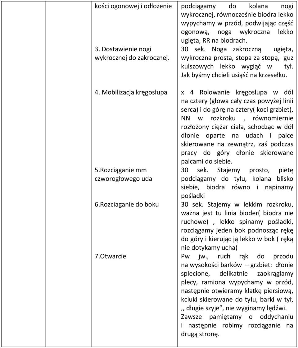 Noga zakroczną ugięta, wykroczna prosta, stopa za stopą, guz kulszowych lekko wygiąd w tył. Jak byśmy chcieli usiąśd na krzesełku.