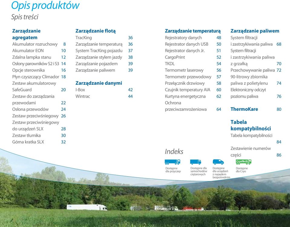 temperaturą 36 System TracKing pojazdu 37 stylem jazdy 38 pojazdem 39 paliwem 39 danymi I-Box 42 Wintrac 44 temperaturą Rejestratory danych 48 Rejestrator danych USB 50 Rejestrator danych Jr.