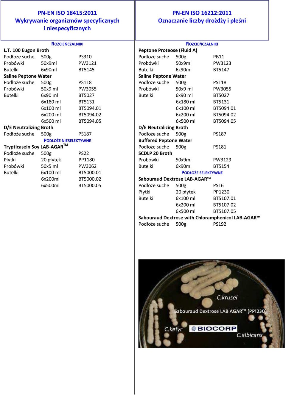 suche 500g PS181 SCDLP 20 Broth Probówki 50x9ml PW3129 Butelki 6x90ml BT5154 Sabouraud Dextrose LAB-AGAR Podłoże suche 500g PS16 Płytki 20