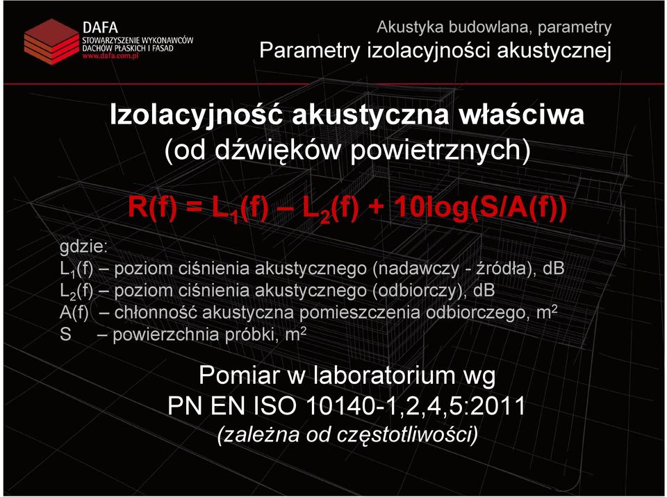 źródła), db L 2 (f) poziom ciśnienia akustycznego (odbiorczy), db A(f) chłonność akustyczna pomieszczenia