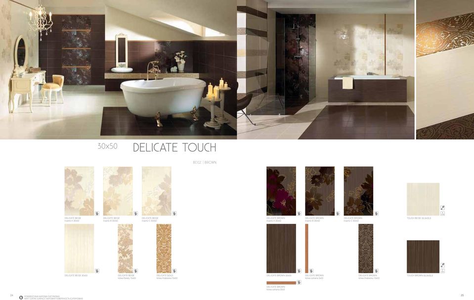 DELICATE BEIGE 0x50 DELICATE BEIGE listwa Kwiaty 15x50 DELICATE GOLD listwa Arabeska 15x50 DELICATE BROWN 0x50