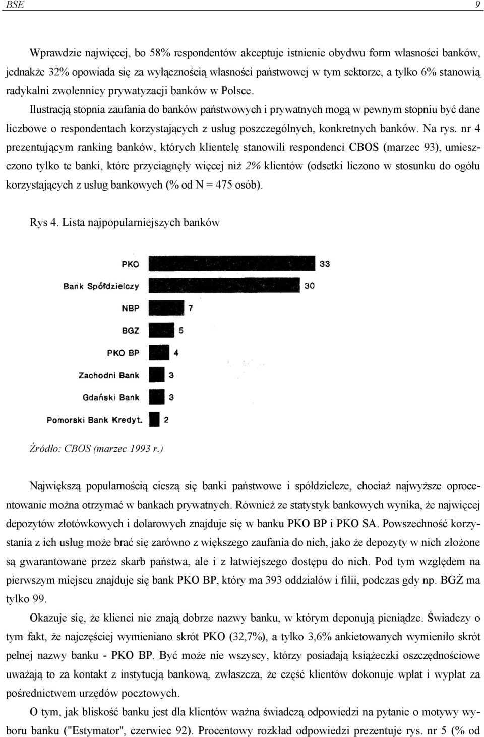 Ilustracją stopnia zaufania do banków państwowych i prywatnych mogą w pewnym stopniu być dane liczbowe o respondentach korzystających z usług poszczególnych, konkretnych banków. Na rys.