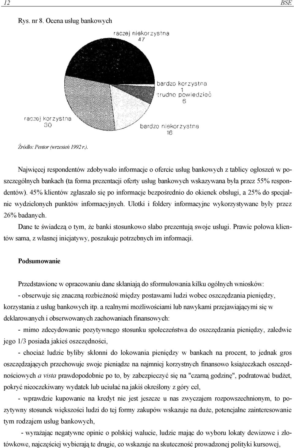 45% klientów zgłaszało się po informacje bezpośrednio do okienek obsługi, a 25% do specjalnie wydzielonych punktów informacyjnych. Ulotki i foldery informacyjne wykorzystywane były przez 26% badanych.