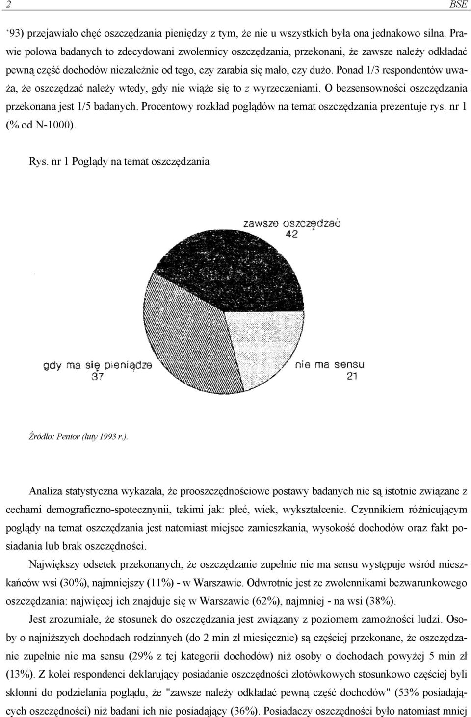 Ponad 1/3 respondentów uważa, że oszczędzać należy wtedy, gdy nie wiąże się to z wyrzeczeniami. O bezsensowności oszczędzania przekonana jest 1/5 badanych.