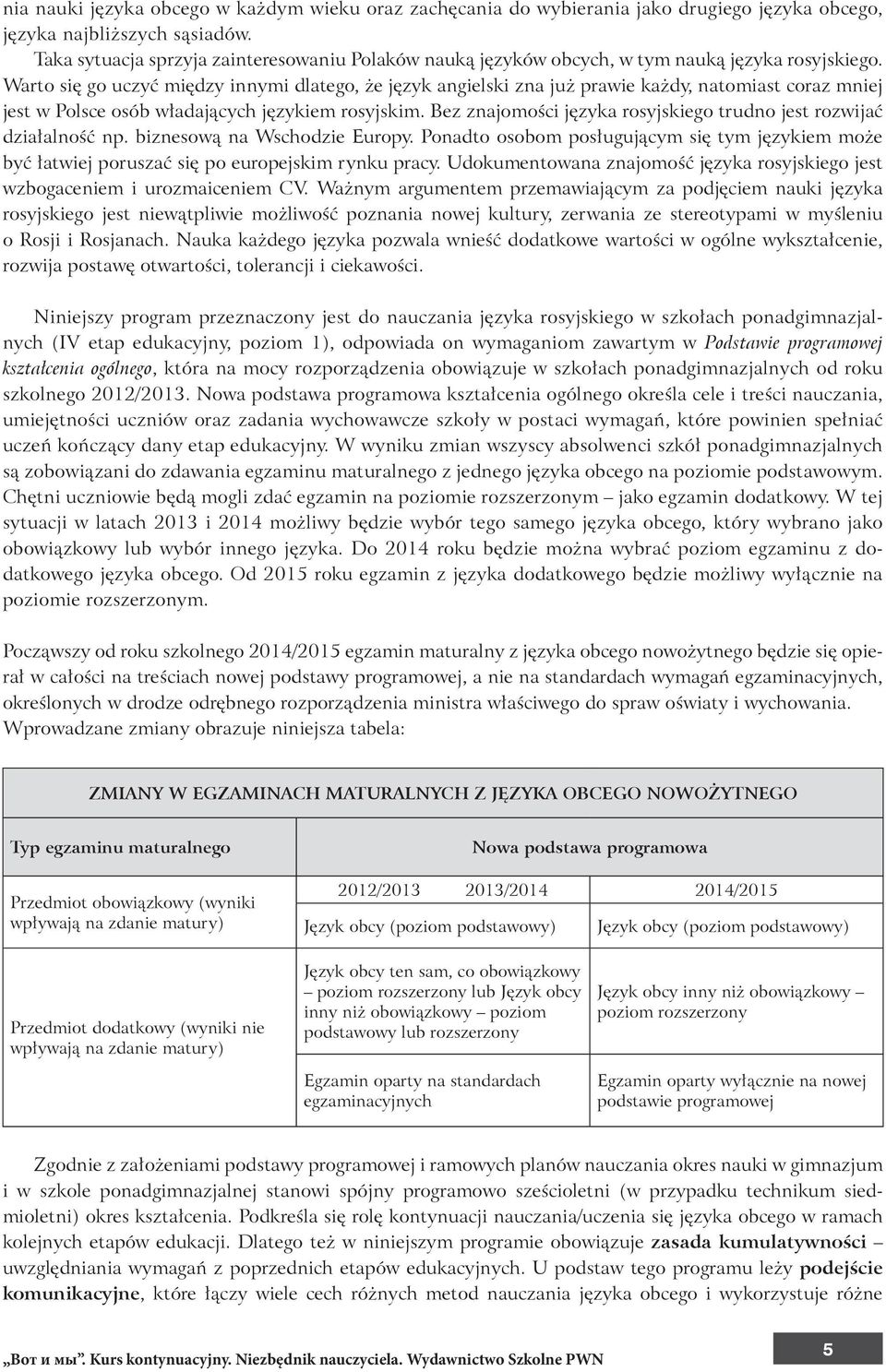 Warto się go uczyć między innymi dlatego, że język angielski zna już prawie każdy, natomiast coraz mniej jest w Polsce osób władających językiem rosyjskim.