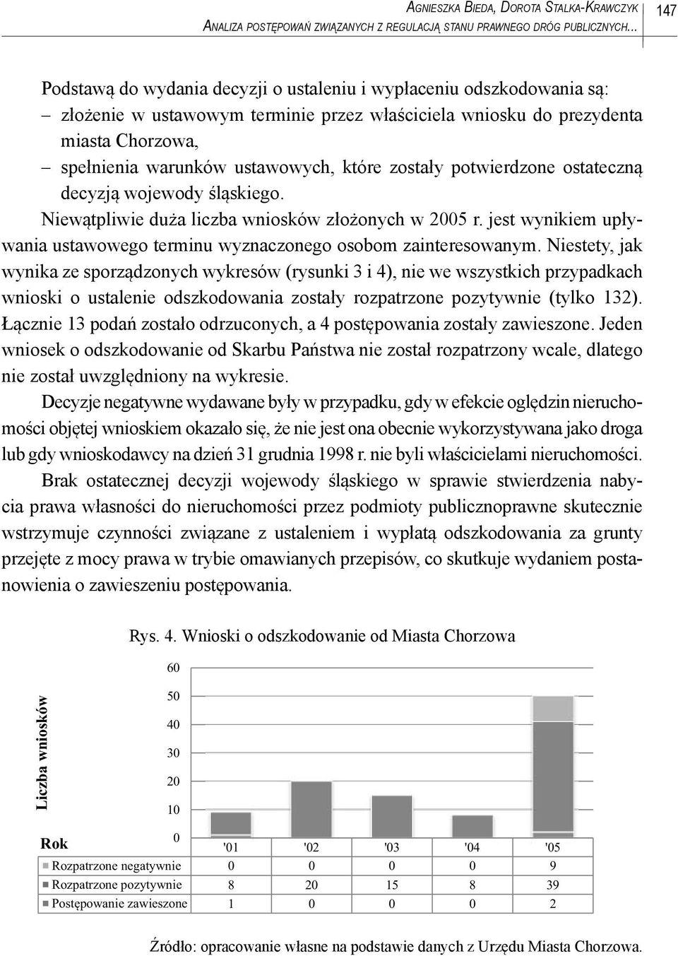 które zostały potwierdzone ostateczną decyzją wojewody śląskiego. Niewątpliwie duża liczba wniosków złożonych w 2005 r. jest wynikiem upływania ustawowego terminu wyznaczonego osobom zainteresowanym.