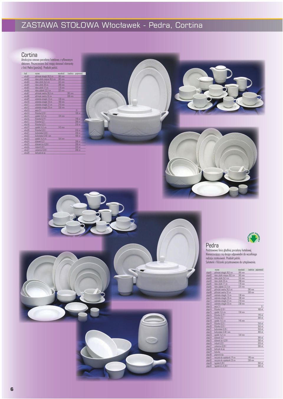 7 cm 70 mm wlco06 talerz głęboki,5 cm 5 mm wlco07 półmisek owalny 8,5 cm 85 mm wlco08 półmisek owalny cm 0 mm wlco09 salaterka okrągła cm 0 mm wlco0 salaterka okrągła 8 cm 80 mm wlco salaterka