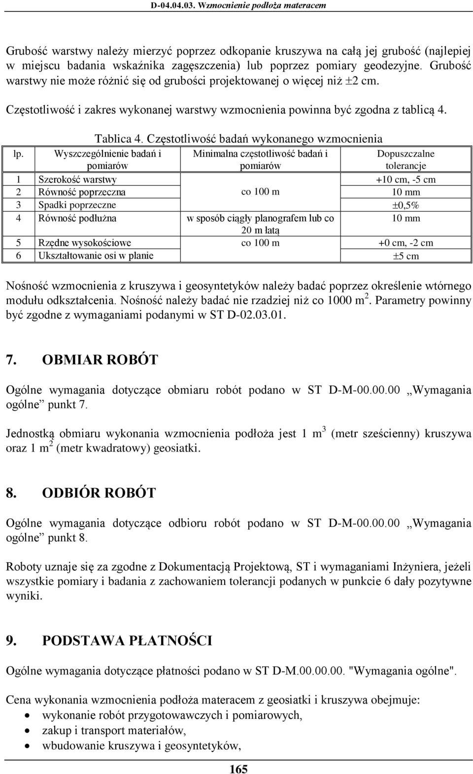 Częstotliwość badań wykonanego wzmocnienia lp.