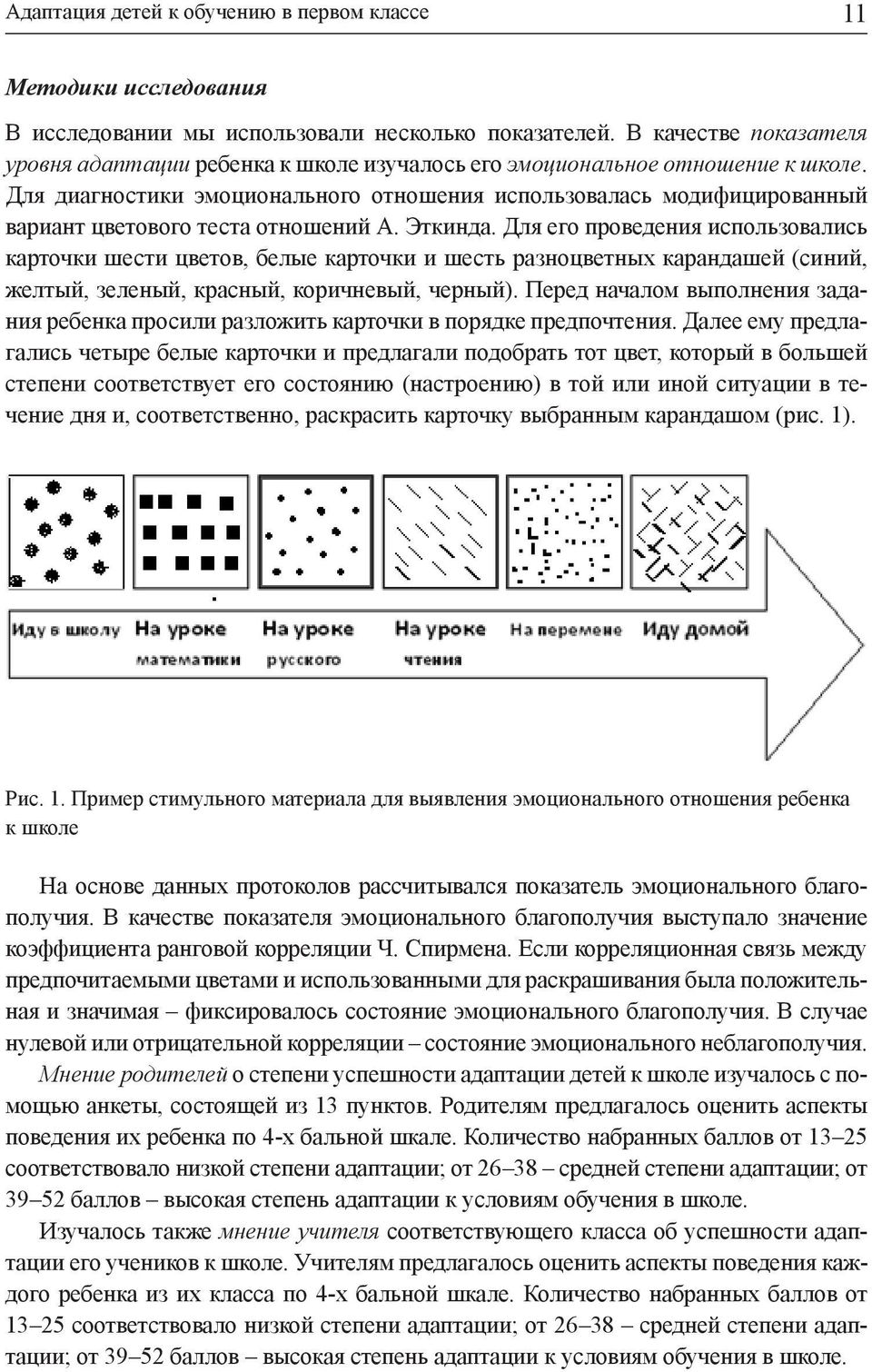 Для диагностики эмоционального отношения использовалась модифицированный вариант цветового теста отношений А. Эткинда.