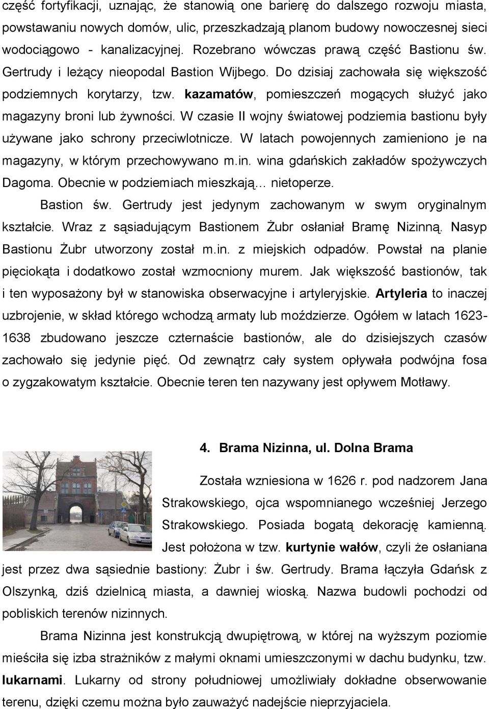 kazamatów, pomieszczeń mogących służyć jako magazyny broni lub żywności. W czasie II wojny światowej podziemia bastionu były używane jako schrony przeciwlotnicze.