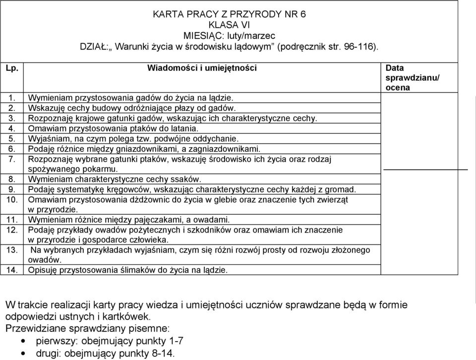 Wyjaśniam, na czym polega tzw. podwójne oddychanie. 6. Podaję różnice między gniazdownikami, a zagniazdownikami. 7.