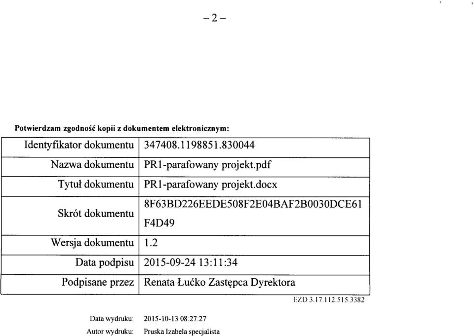 docx Skrot dokumentu 8F63BD226EEDE508F2E04BAF2B0030DCE61 F4D49 Wersja dokumentu 1.