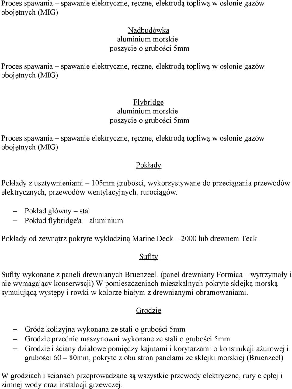 Pokłady Pokłady z usztywnieniami 105mm grubości, wykorzystywane do przeciągania przewodów elektrycznych, przewodów wentylacyjnych, rurociągów.