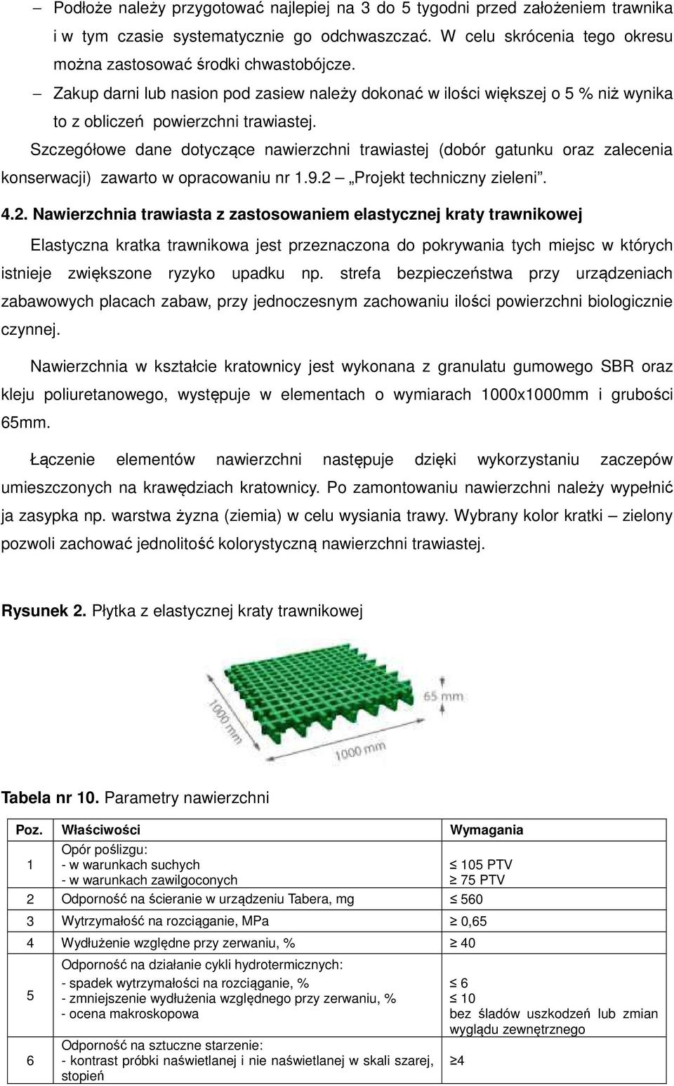 Szczegółowe dane dotyczące nawierzchni trawiastej (dobór gatunku oraz zalecenia konserwacji) zawarto w opracowaniu nr.9.2 