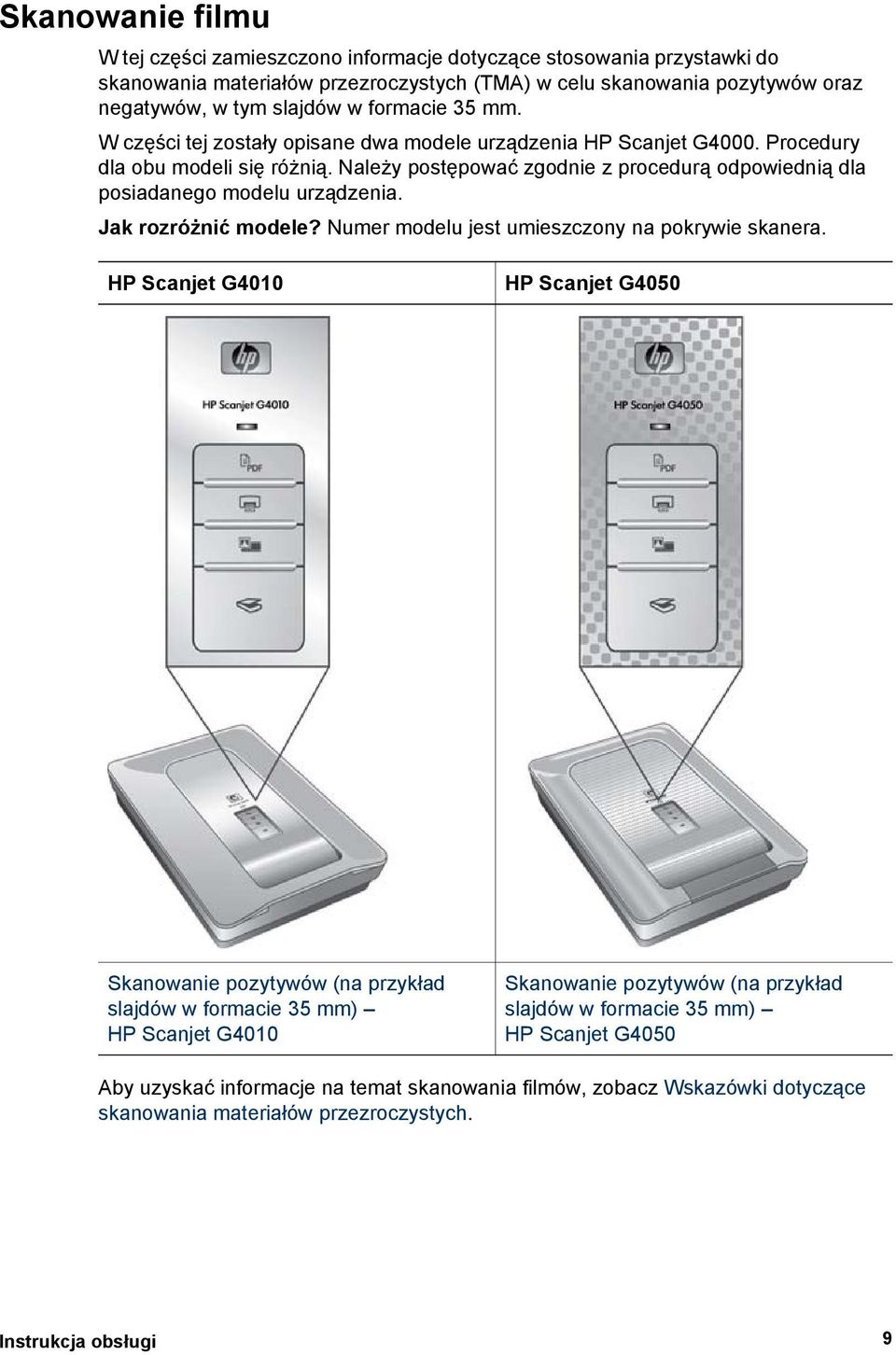 Należy postępować zgodnie z procedurą odpowiednią dla posiadanego modelu urządzenia. Jak rozróżnić modele? Numer modelu jest umieszczony na pokrywie skanera.
