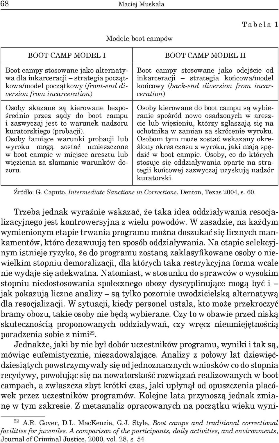 Osoby łamiące warunki probacji lub wyroku mogą zostać umieszczone w boot campie w miejsce aresztu lub więzienia za złamanie warunków dozoru.