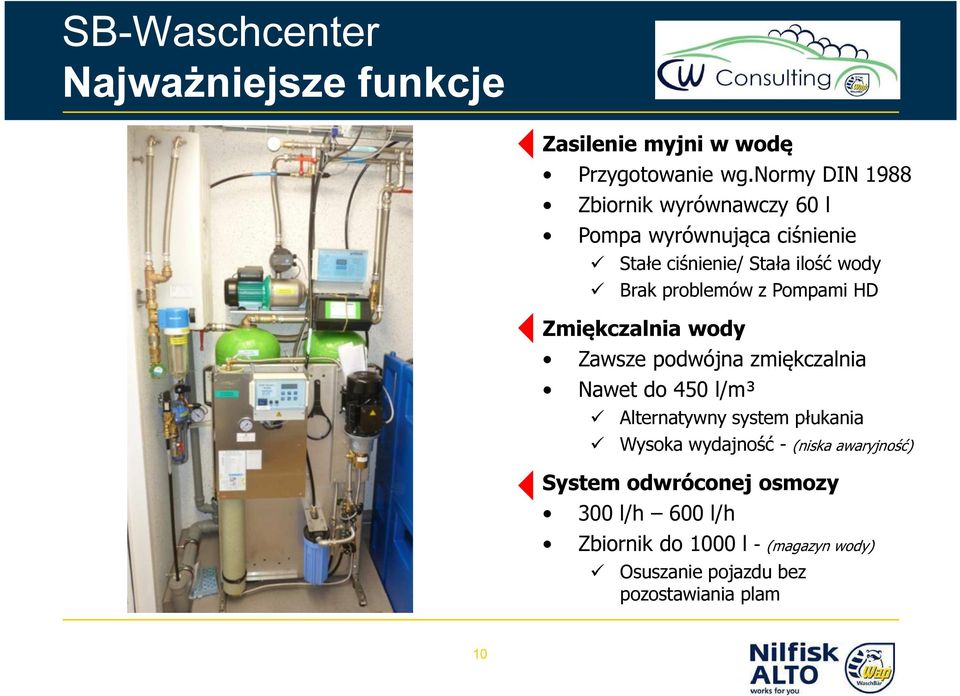 problemów z Pompami HD Zmiękczalnia wody Zawsze podwójna zmiękczalnia Nawet do 450 l/m³ Alternatywny system