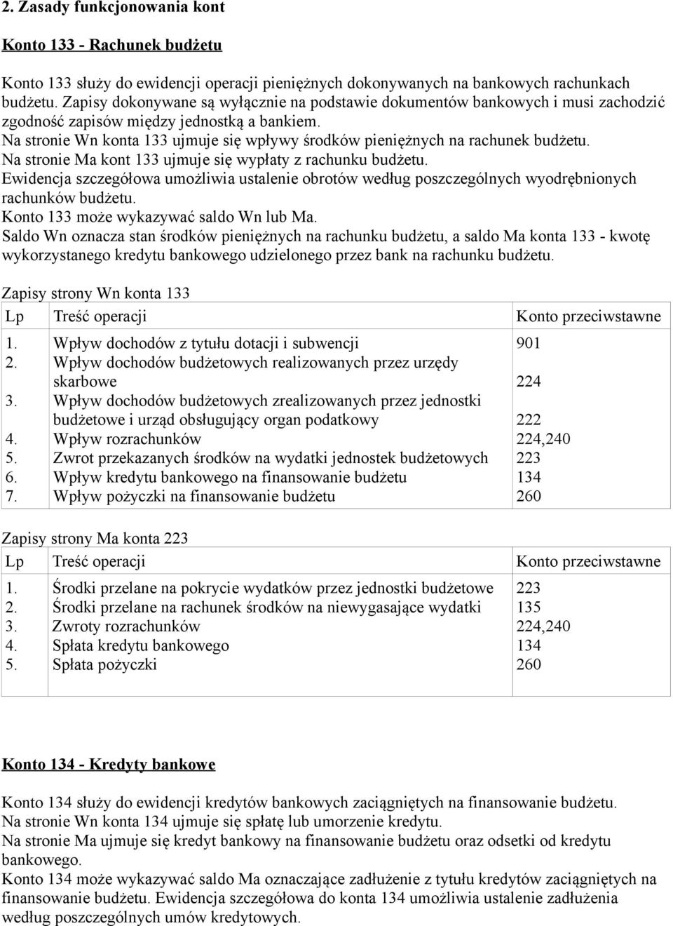 Na stronie Wn konta ujmuje się wpływy środków pieniężnych na rachunek budżetu. Na stronie Ma kont ujmuje się wypłaty z rachunku budżetu.