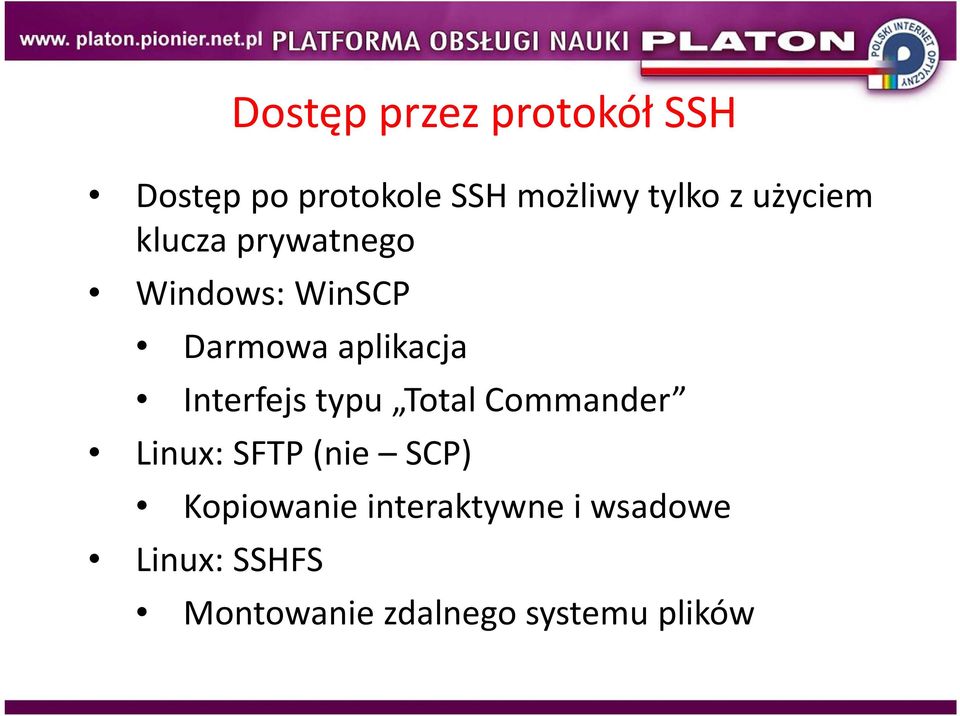 Interfejs typu Total Commander Linux: SFTP (nie SCP) Kopiowanie