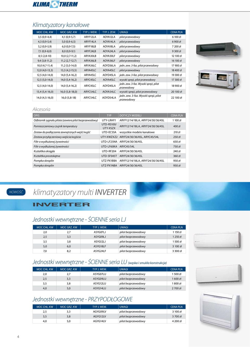 (3,8-11,2) 11,2 (2,7-12,7) ARYA36LB AOYA36LF pilot przewodowy 16 100 zł 10,0 (4,7-11,4) 11,2 (5,0-14,0) ARYA36LC AOYD36LA jedn. zew. 3-faz.