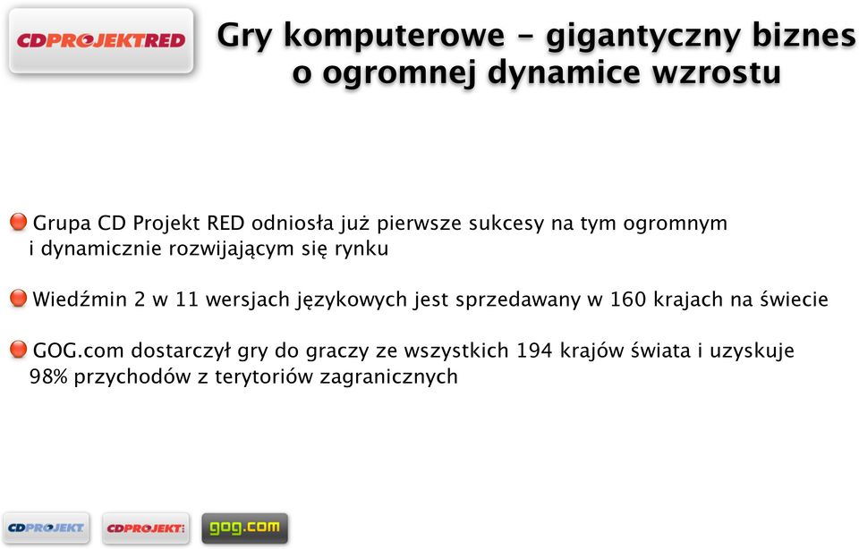 Wiedźmin 2 w 11 wersjach językowych jest sprzedawany w 160 krajach na świecie GOG.