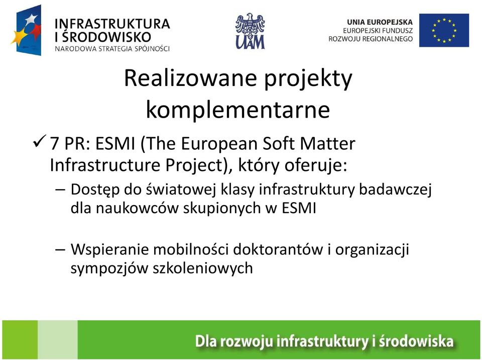 klasy infrastruktury badawczej dla naukowców skupionych w ESMI