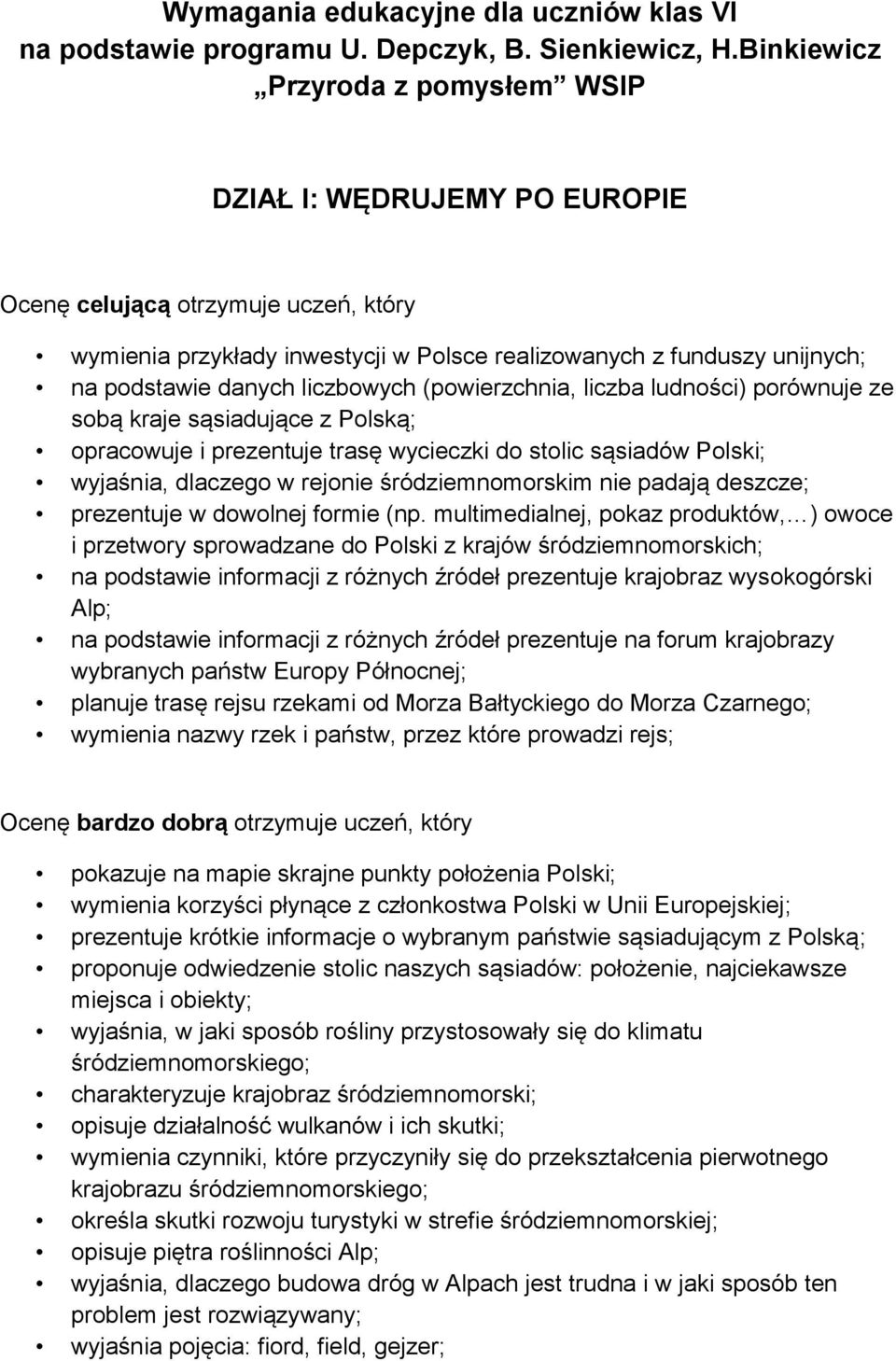 liczbowych (powierzchnia, liczba ludności) porównuje ze sobą kraje sąsiadujące z Polską; opracowuje i prezentuje trasę wycieczki do stolic sąsiadów Polski; wyjaśnia, dlaczego w rejonie