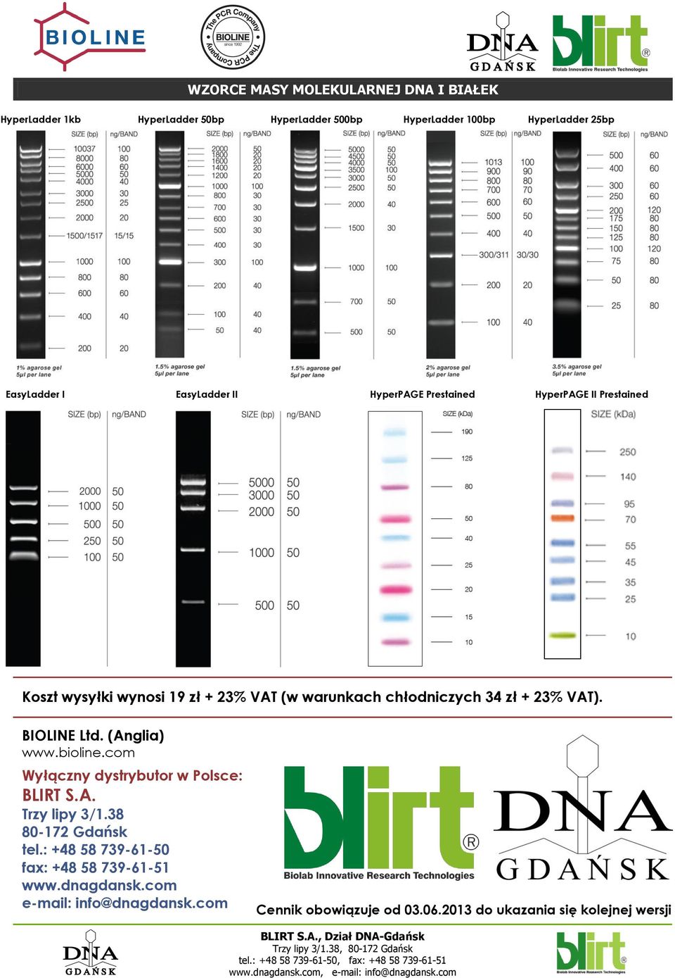 zł + VAT). BIOLINE Ltd. (Anglia) www.bioline.com Wyłączny dystrybutor w Polsce: BLIRT S.A. Trzy lipy 3/1.38 80-172 Gdańsk tel.