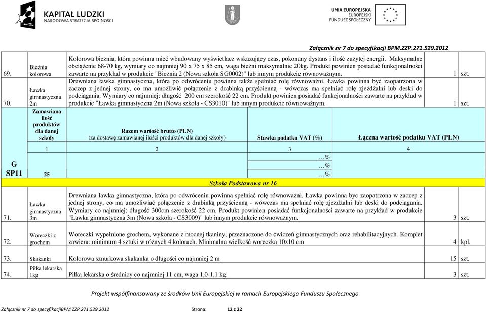 Produkt powinien posiadać funkcjonalności zawarte na przykład w produkcie "BieŜnia 2 (Nowa szkoła SG0002)" lub innym produkcie Drewniana ławka gimnastyczna, która po odwróceniu powinna takŝe spełniać