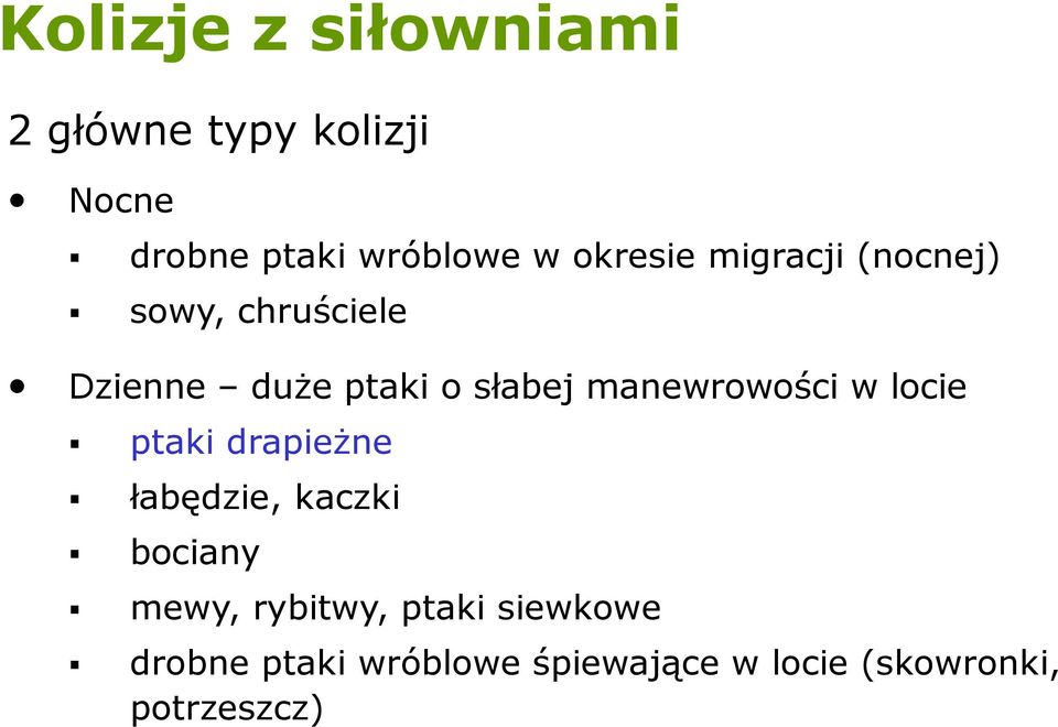 manewrowości w locie ptaki drapieżne łabędzie, kaczki bociany mewy,