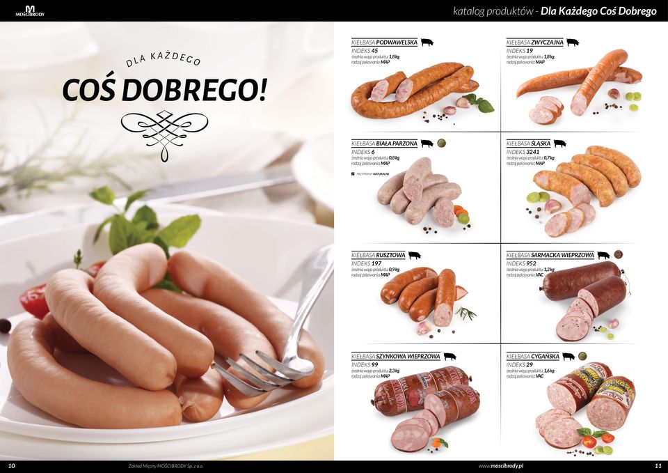 INDEKS 197 średnia waga produktu: 0,9 kg KIEŁBASA SARMACKA WIEPRZOWA INDEKS 952 KIEŁBASA SZYNKOWA WIEPRZOWA INDEKS 99