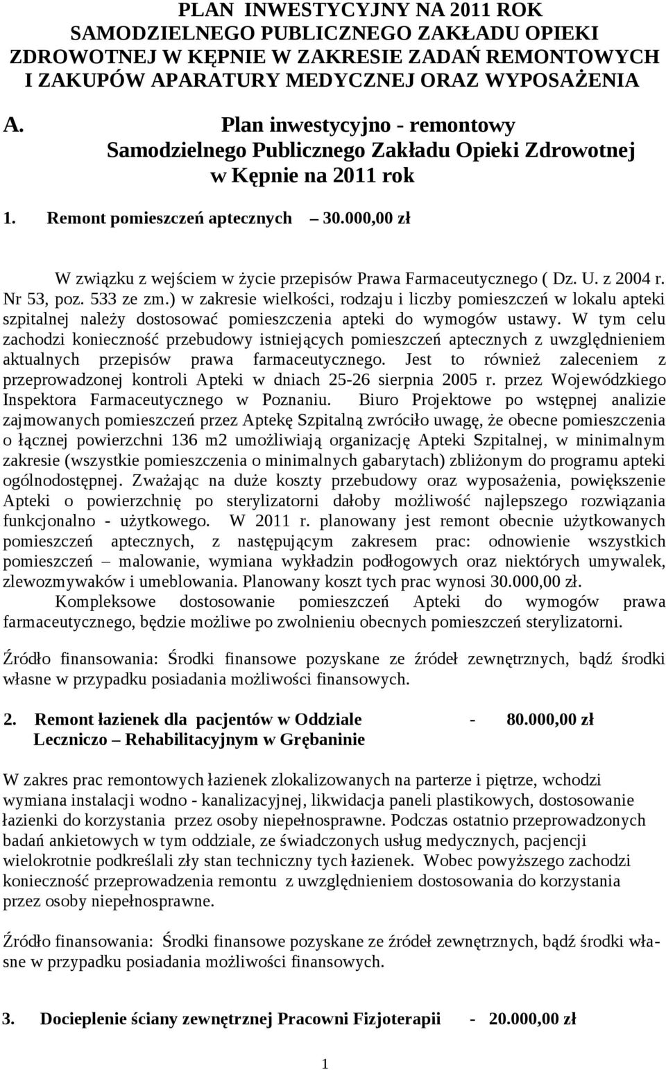 000,00 zł W związku z wejściem w życie przepisów Prawa Farmaceutycznego ( Dz. U. z 2004 r. Nr 53, poz. 533 ze zm.