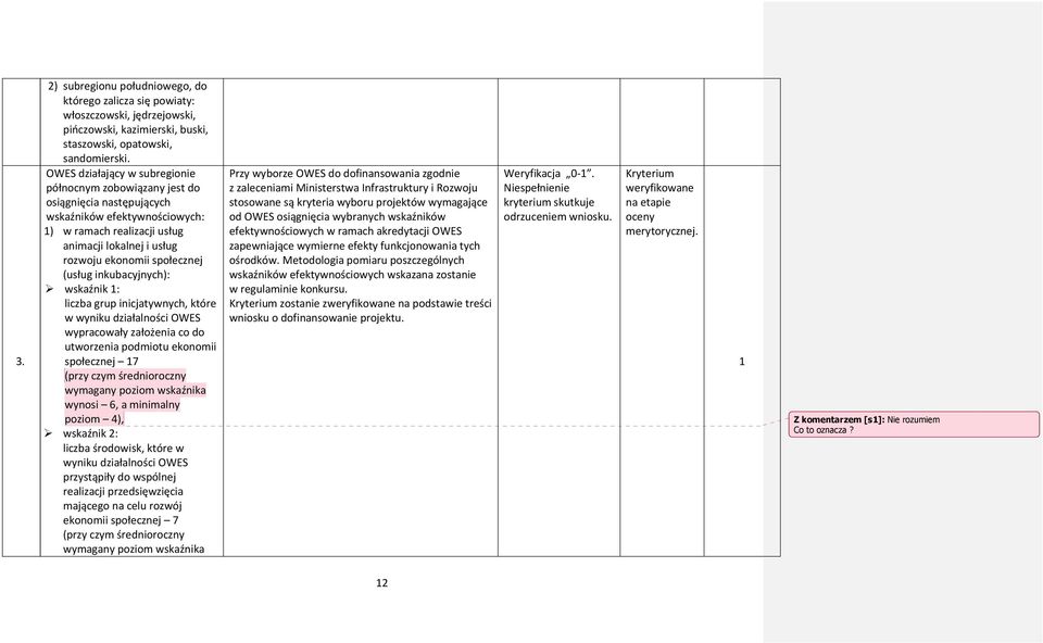 (usług inkubacyjnych): wskaźnik : liczba grup inicjatywnych, które w wyniku działalności OWES wypracowały założenia co do utworzenia podmiotu ekonomii społecznej 7 wynosi 6, a minimalny poziom 4),