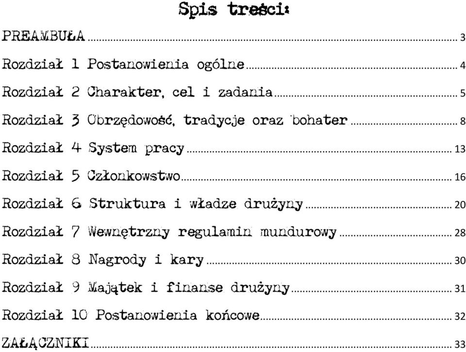 .. 16 Rozdział 6 Struktura i władze drużyny... 20 Rozdział 7 Wewnętrzny regulamin mundurowy.