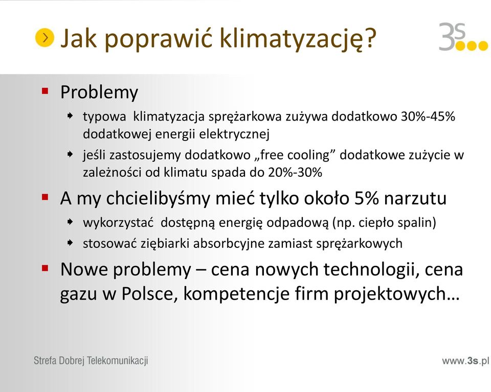 dodatkowo free cooling dodatkowe zużycie w zależności od klimatu spada do 20%-30% A my chcielibyśmy mieć tylko około