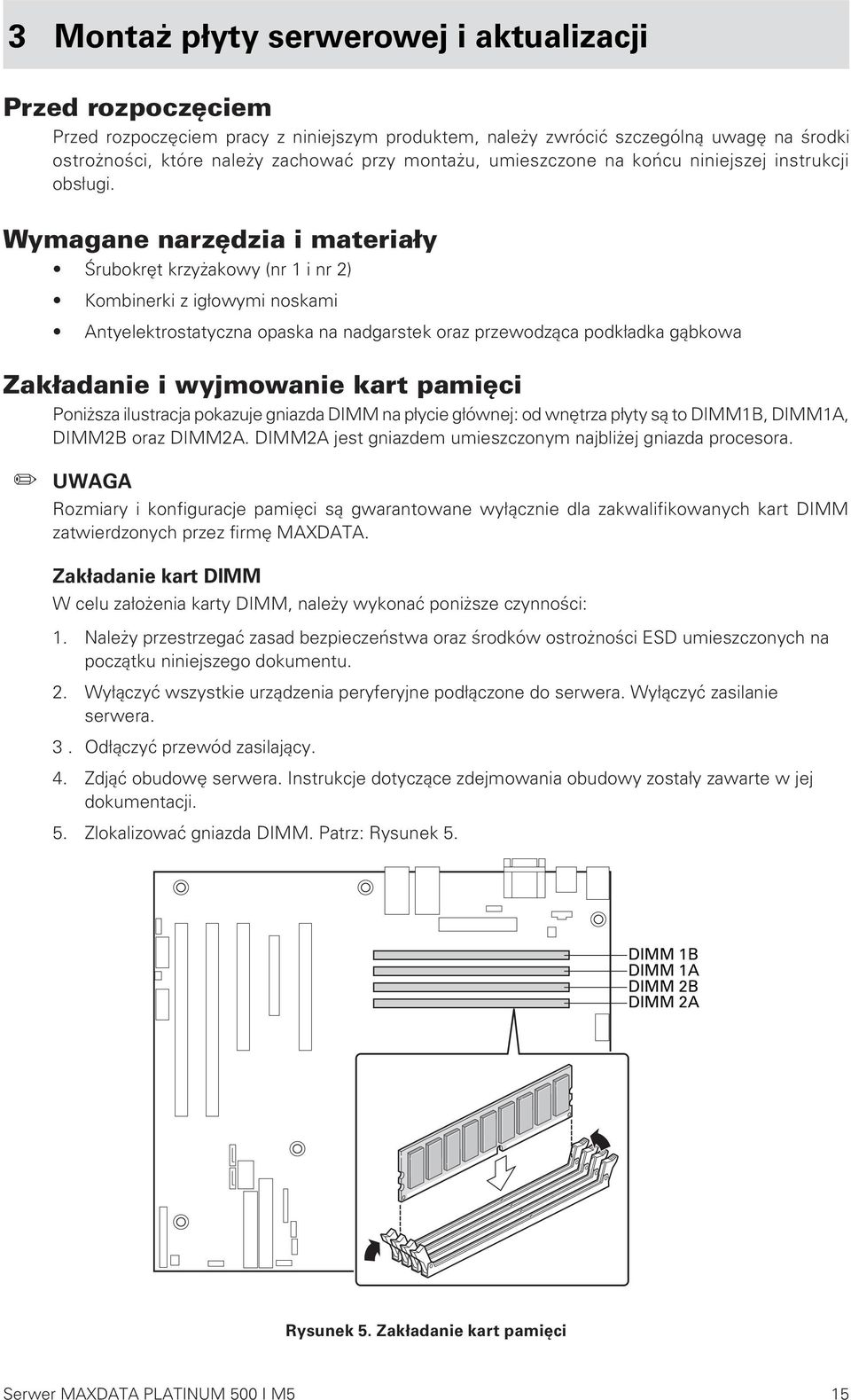 Wymagane narzędzia i materiały Śrubokręt krzyżakowy (nr 1 i nr 2) Kombinerki z igłowymi noskami Antyelektrostatyczna opaska na nadgarstek oraz przewodząca podkładka gąbkowa Zakładanie i wyjmowanie