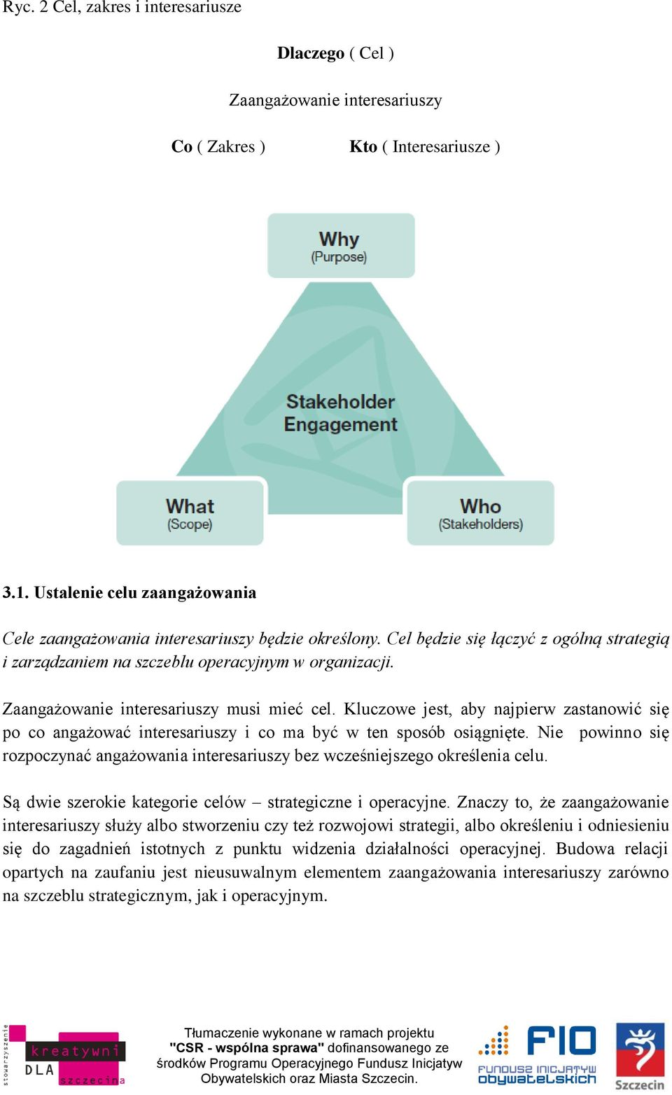 Zaangażowanie interesariuszy musi mieć cel. Kluczowe jest, aby najpierw zastanowić się po co angażować interesariuszy i co ma być w ten sposób osiągnięte.